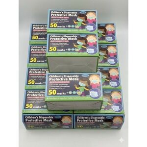 13 Box Lot Kids Disposable Face Mask 50 Ct 3 Ply Child Blue Non Medical